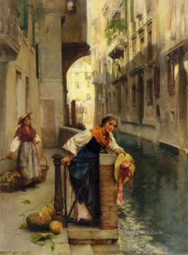fruit sellers from the islands venice 1903 David Roberts Oil Paintings